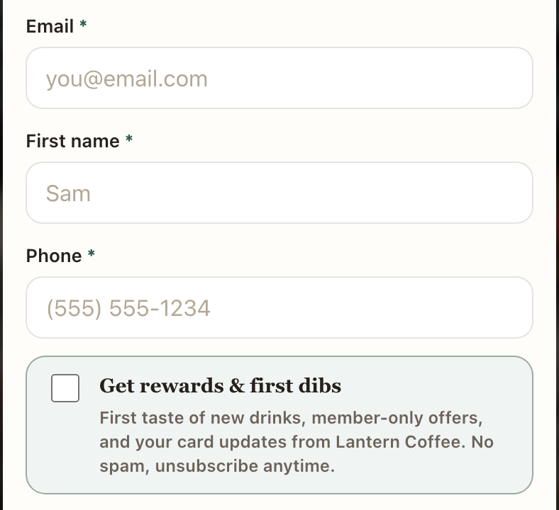 Four fields, and three of them optional