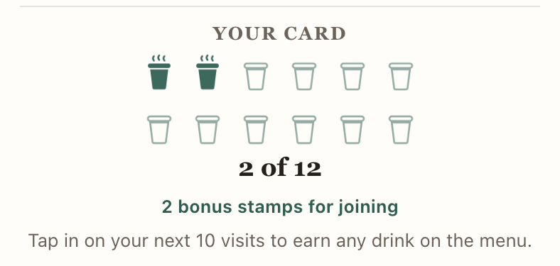 A card that opens at two of twelve, with the reason printed underneath it