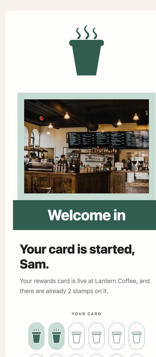 A welcome email as a customer reads it on their phone